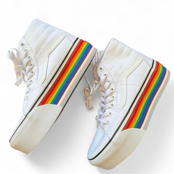 Vans Sk8-Hi Pride Rainbow Platform Sneakers White Women’s 5 - Picture 6 of 11
